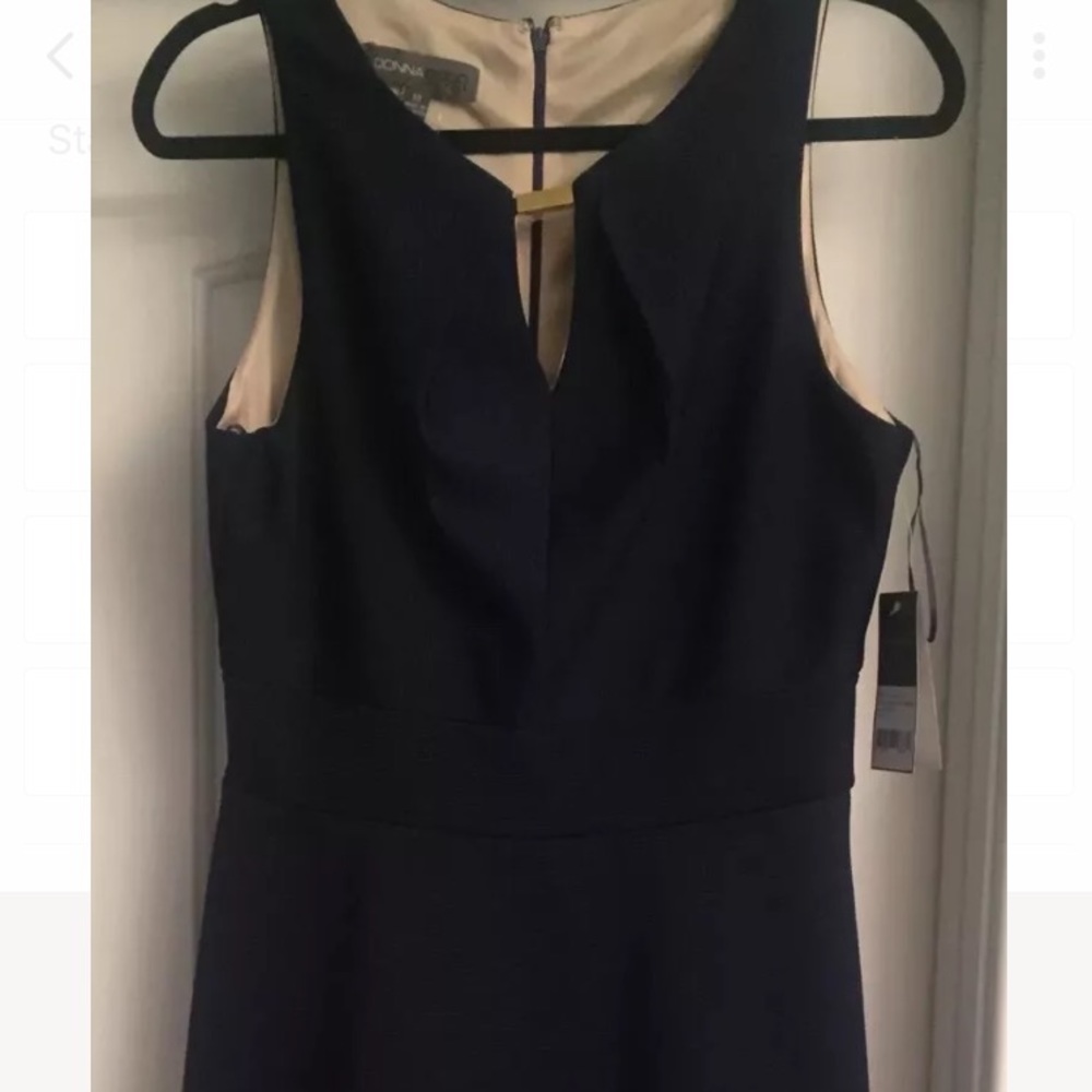 NWT Donna Ricco Navy Gold Bar Career Dress 10 - Picture 2 of 5