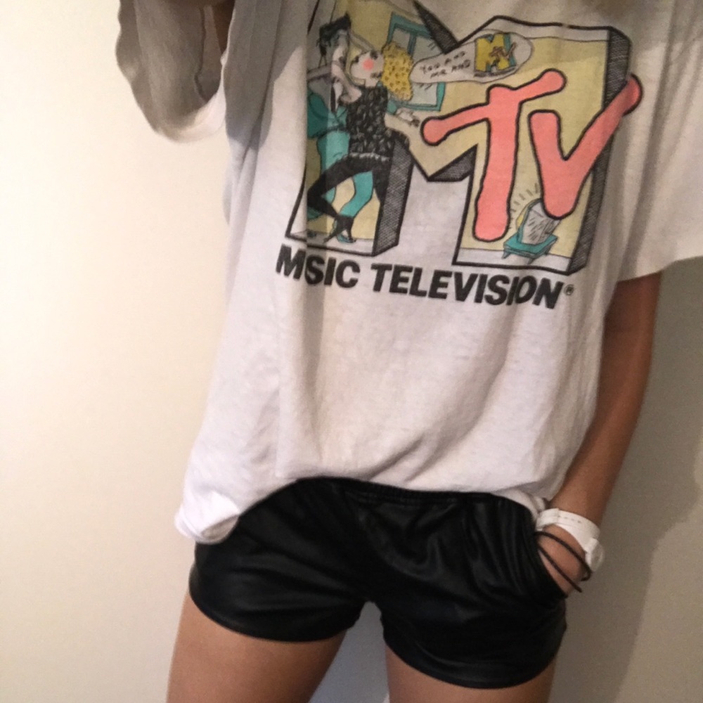 H&M Black Leather Shorts