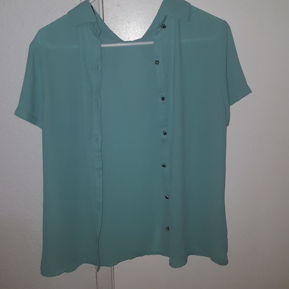 Turquoise button up - Picture 3 of 3