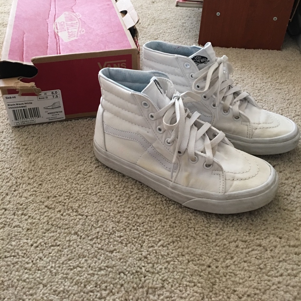 White sk8 hi top vans
