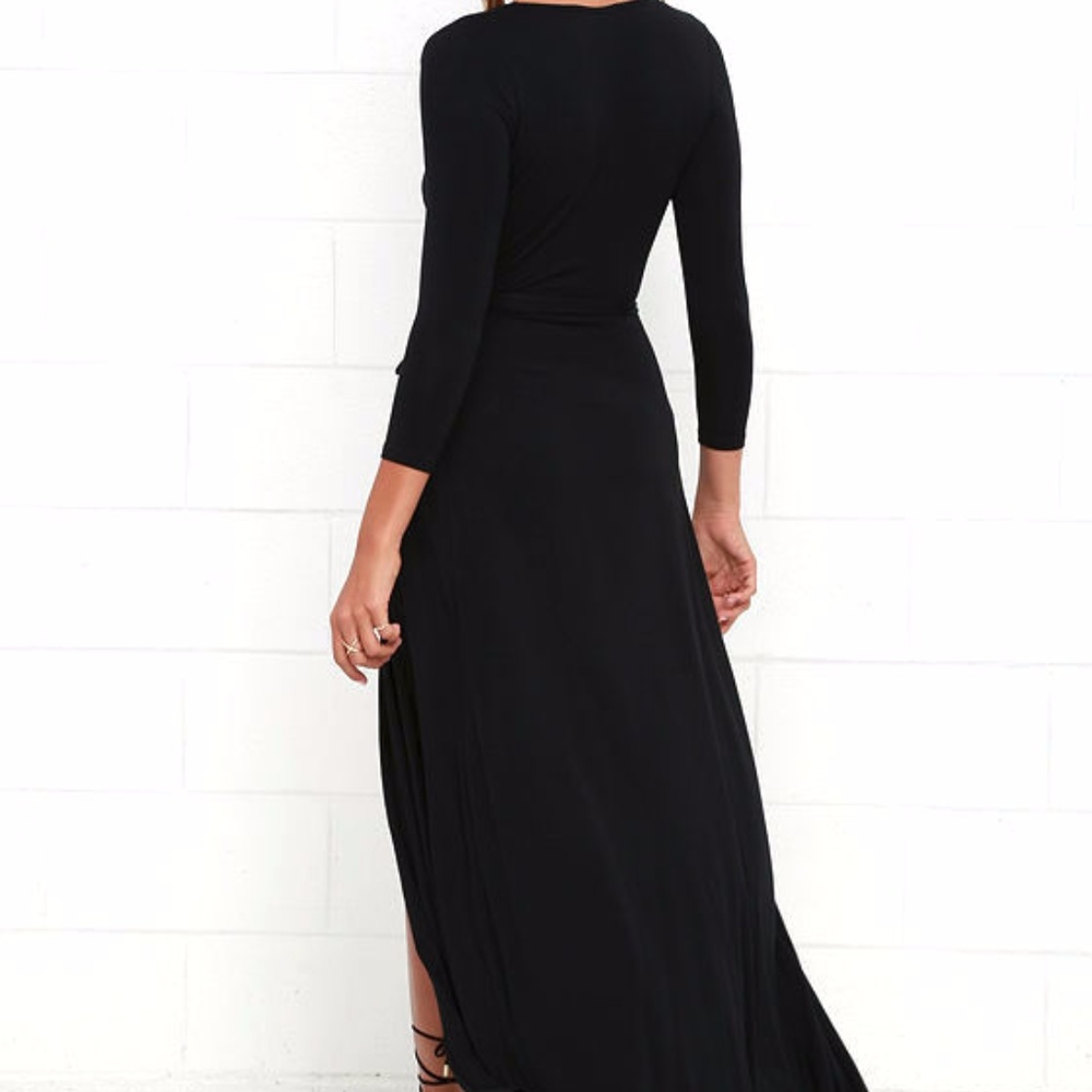 BLACK WRAP MAXI DRESS - Picture 4 of 6