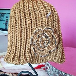 Cute knitted kinda light brown tan hat