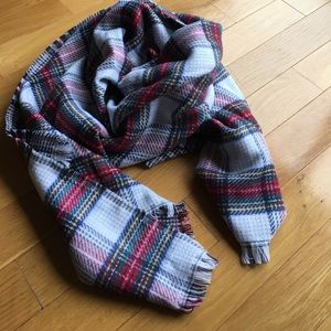 Oversized plaid scarf