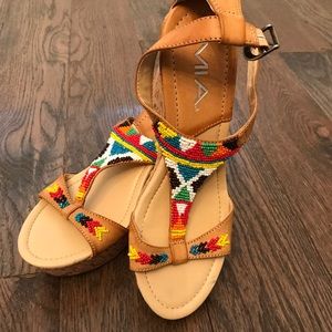 MIA beaded Indian wedge sandal