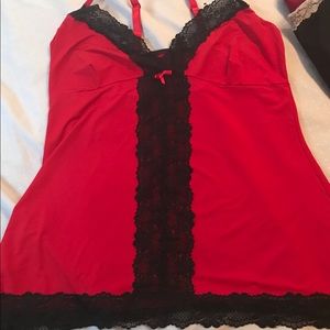 Red/black lace chemise by Torrid