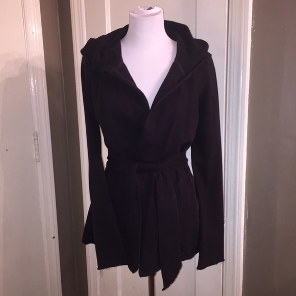 Lucky Brand Tops - Lucky Brand open front tie waist hooded shirt sz S