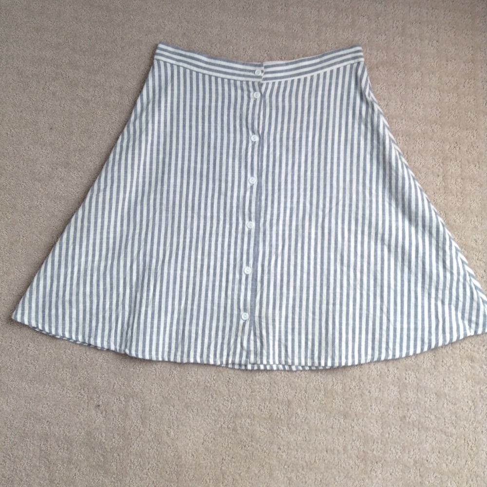 A-line striped button up skirt