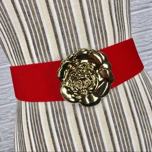 {vintage 80s} Red Elastic w/Gold Rose Buckle {vintage 80s} Red Elastic w/Gold Rose Buckle