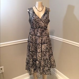 Cream/Black Lace Pattern Dress