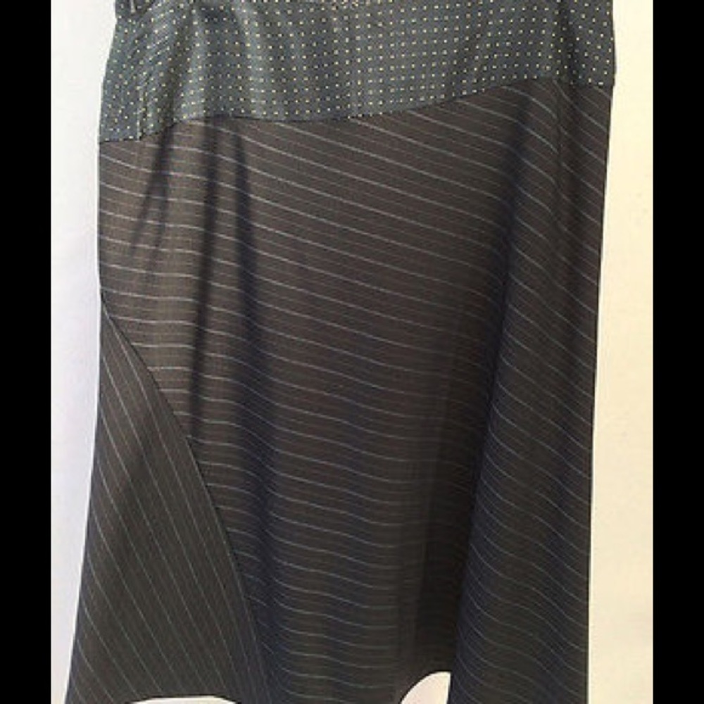 DKNY Black Polka Dot Stripe A Line Skirt Size 8