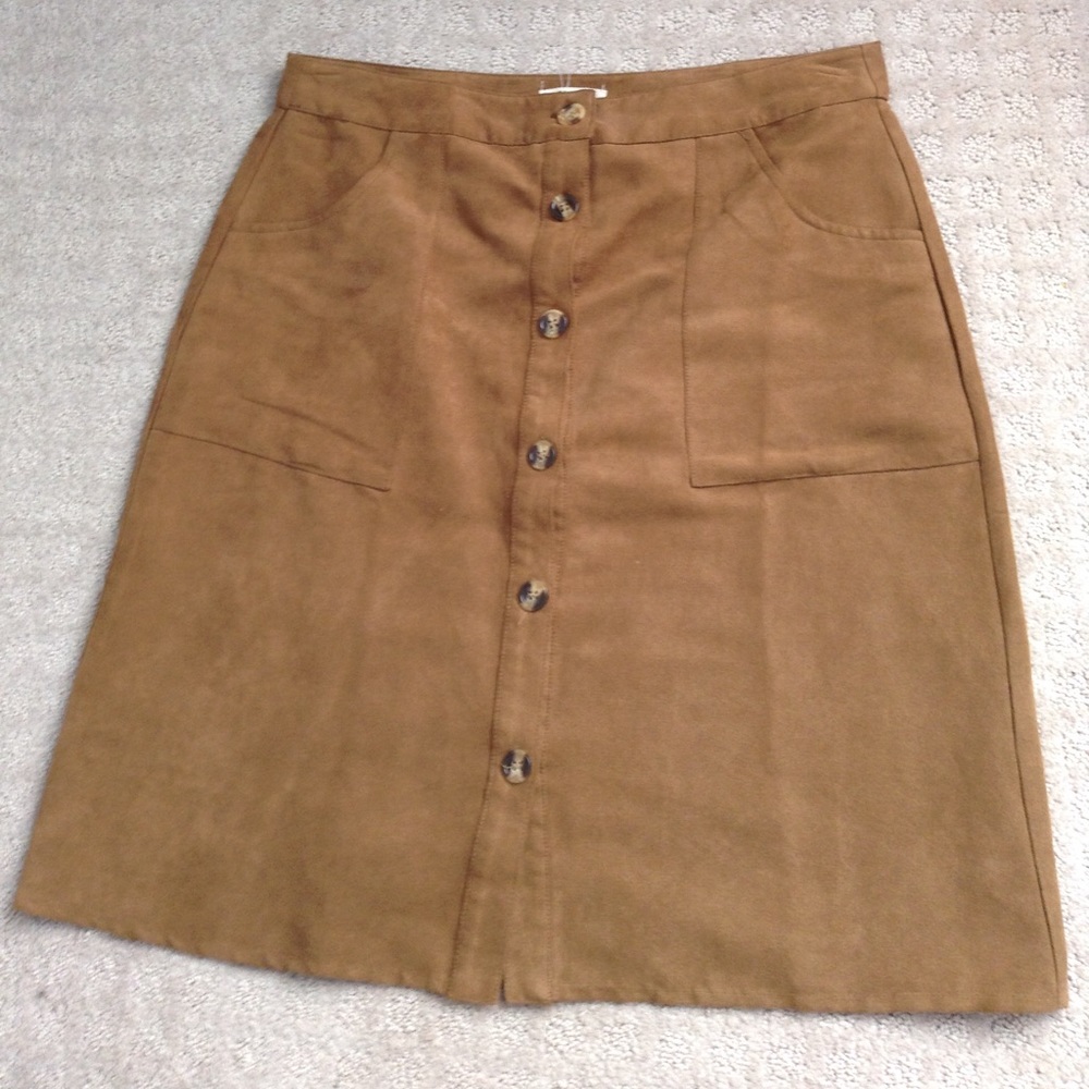 Suede button up skirt