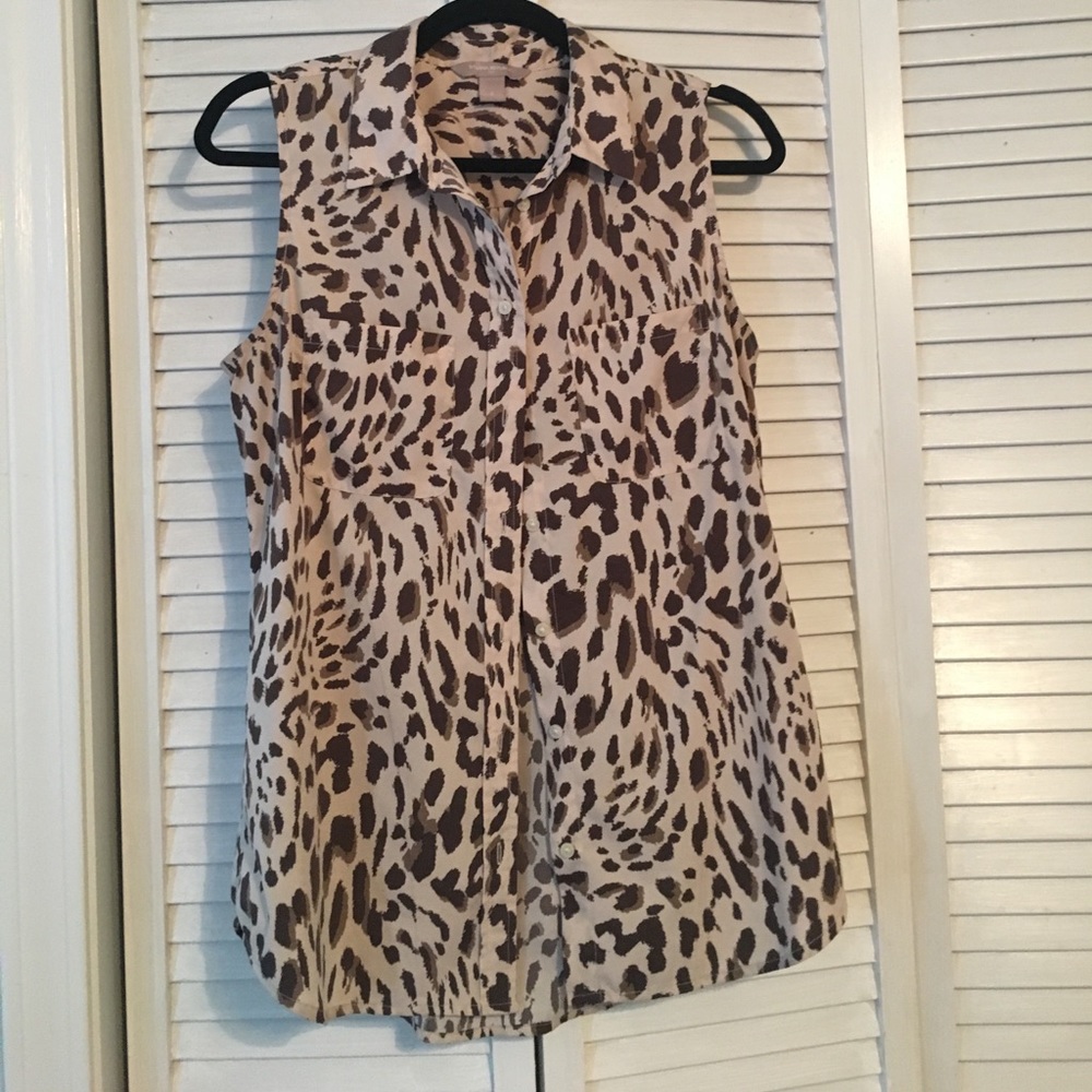 Button up cheetah print blouse - S