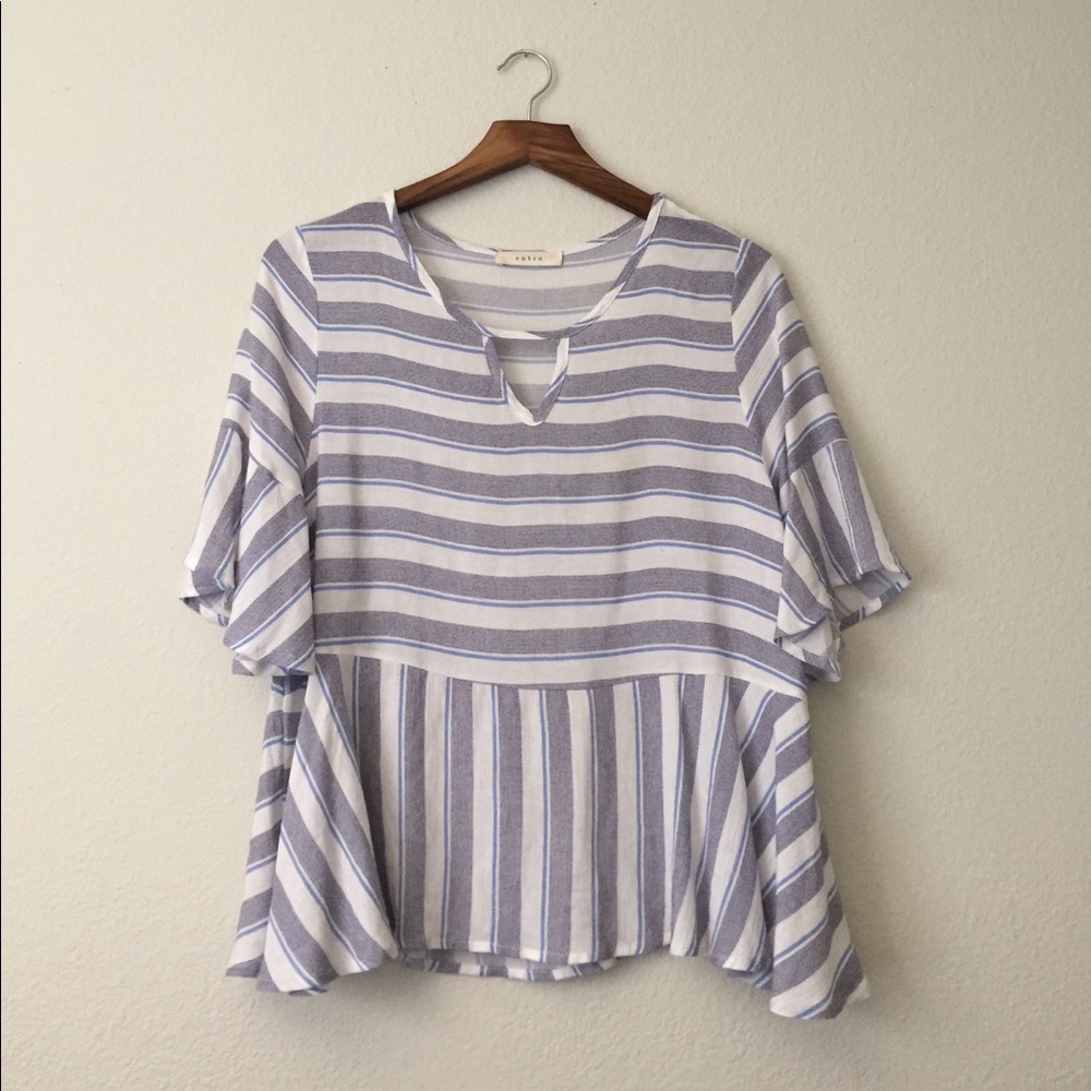 Bell Sleeve Striped Top