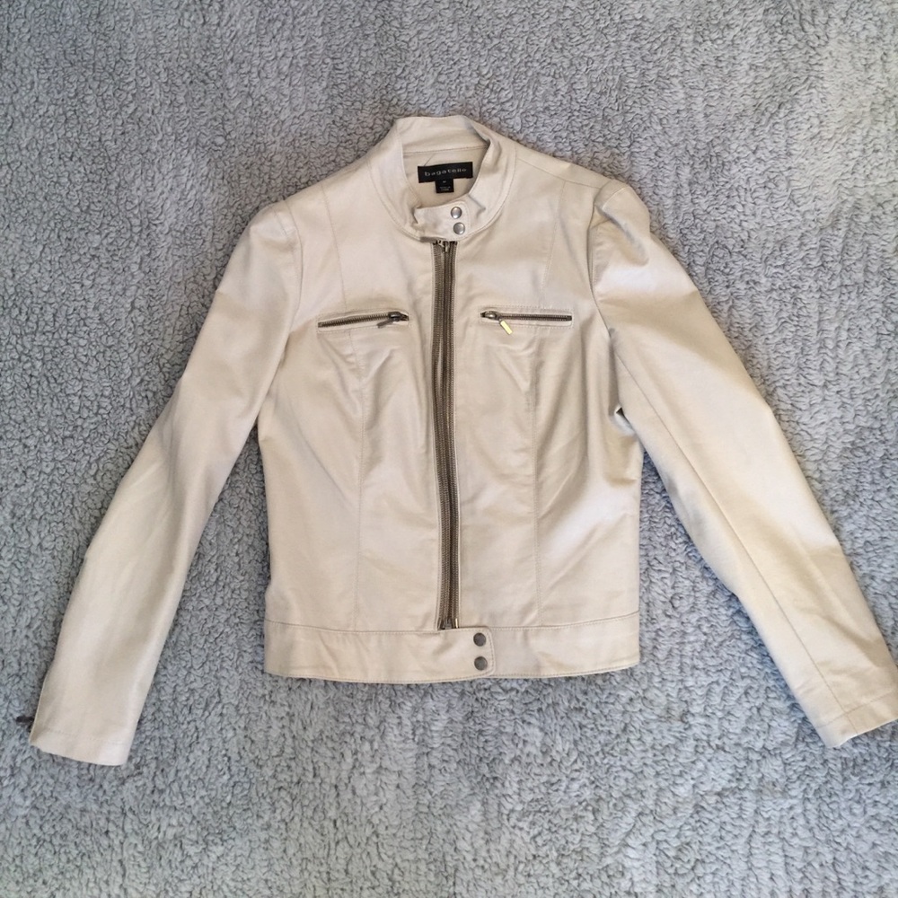 White/grey Leather Jacket