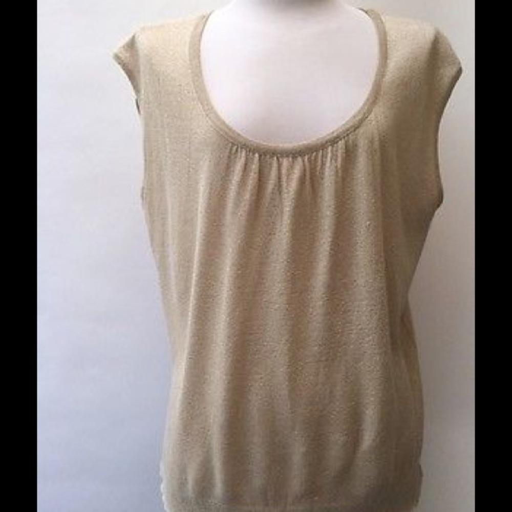 Chico's Gold Metallic Knit Top Size 3 Plus Size