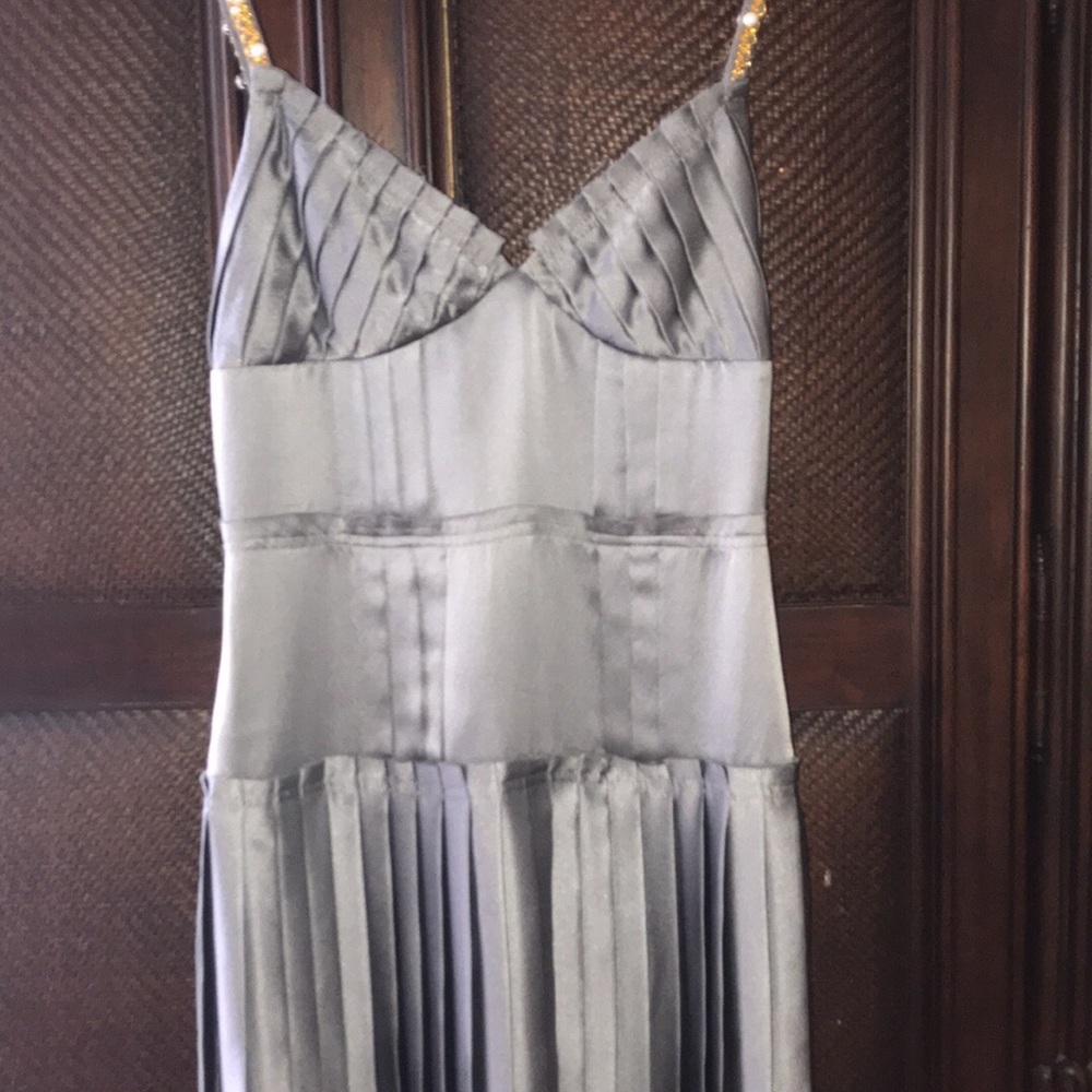 Silver Satin with Beaded Straps ladies Dress