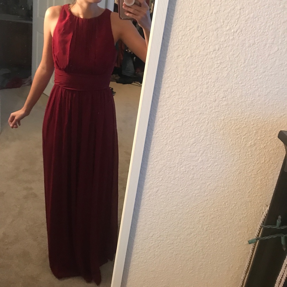 Red floor length gown