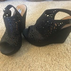 Not Rated black wedges. Excellent condition!
