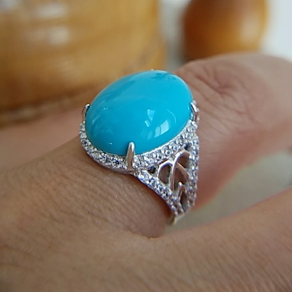 Jewelry Large Blue Turquoise Engagement Ring Poshmark