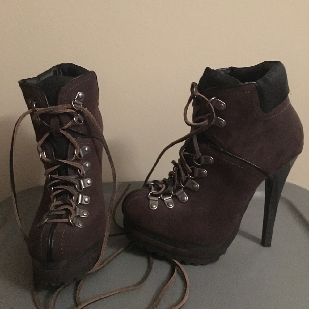 Xhilaration brown lace up heels