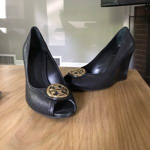 Tory Burch Peep Toe Wedges