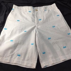 Mens Golf Shorts Embroidered Crabs 34 Waist