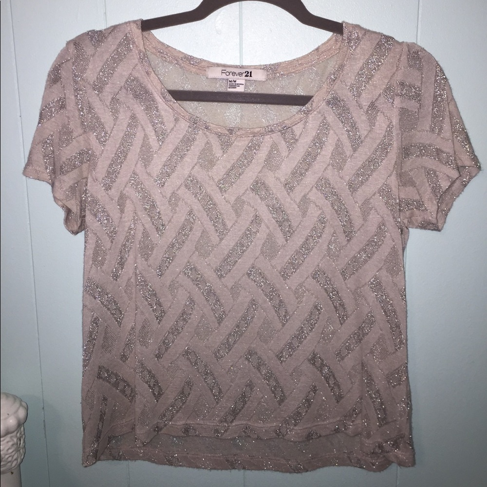 NUDE/BLUSH KNIT TEE WITH SILVER DETAILING
