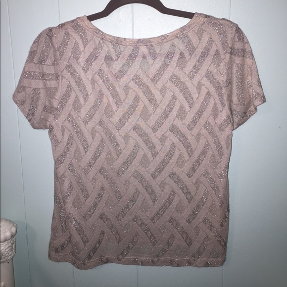 NUDE/BLUSH KNIT TEE WITH SILVER DETAILING - Picture 3 of 4