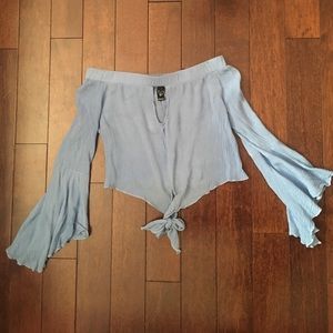 SALE! Blue off the shoulder crop top