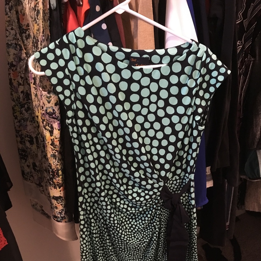 Polka dot jersey dress with gathered side