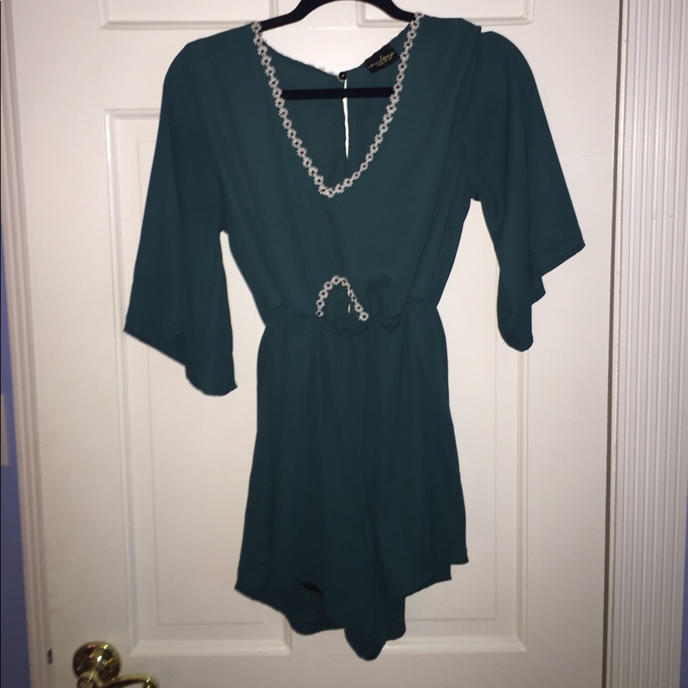 Green floral romper- worn once!