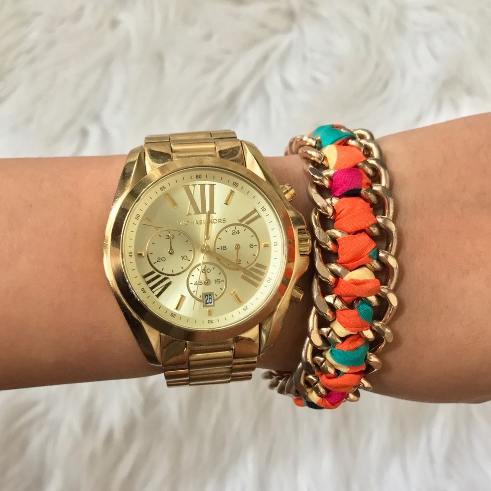 Multicolor Fabric Wrapped Chain Bracelet