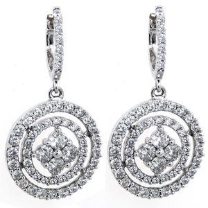 Diamond Earrings 14k White Gold  Stunning!!!!