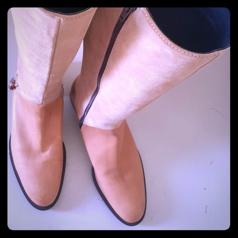 Leather-suede boots women size 8
