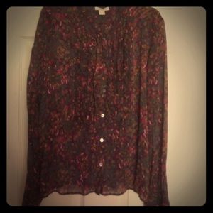 Pretty JCREW FLORAL BUTTON BOUSE