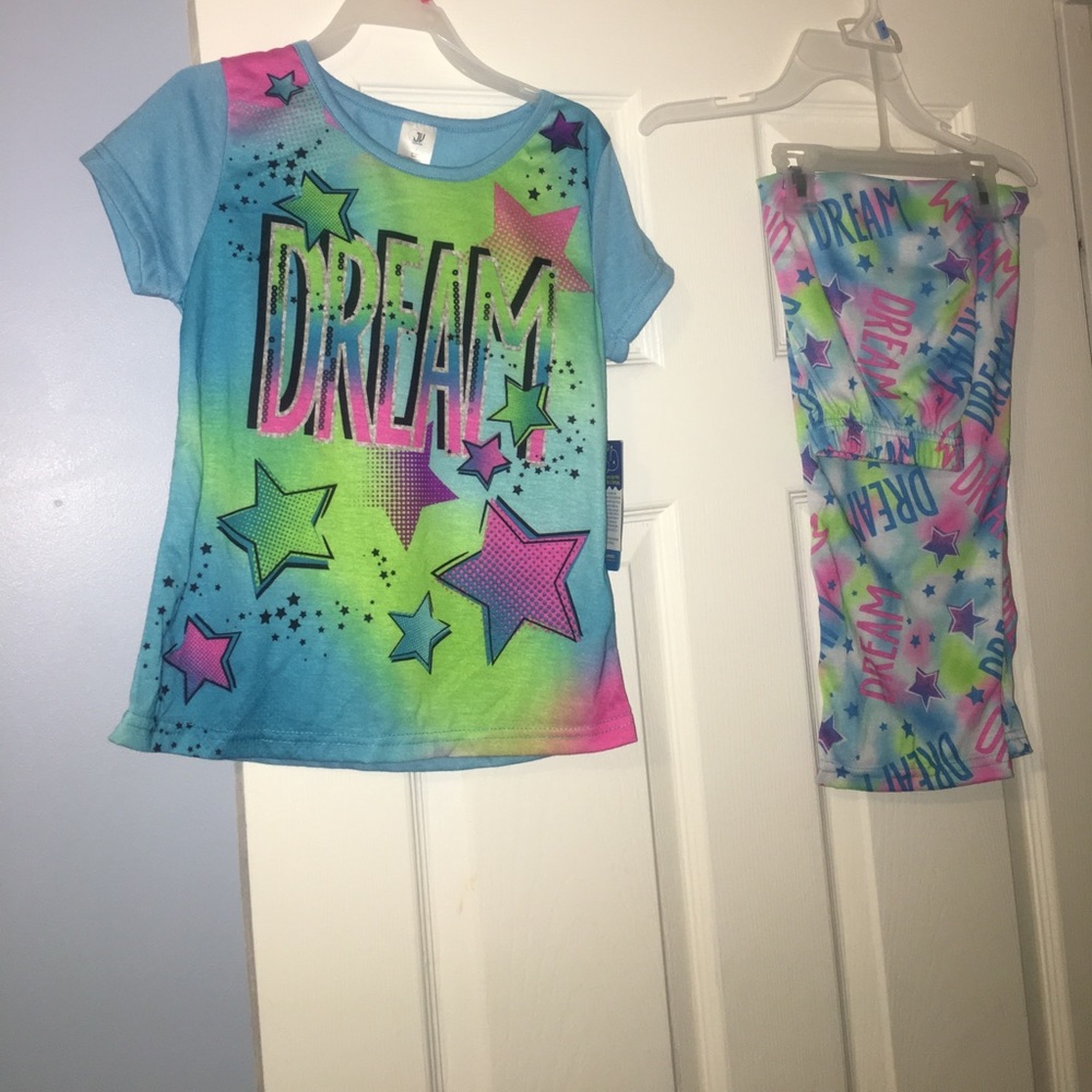 JV Apparel girl’s 2 pcs star/dream print pajamas