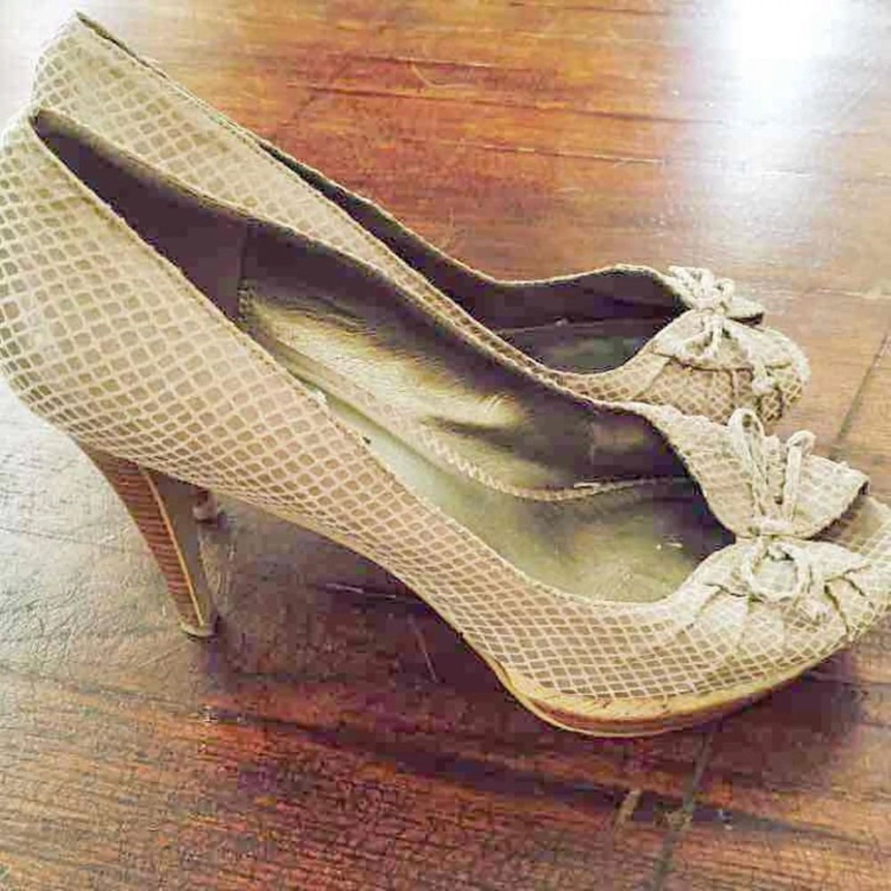 Moda peep toe heels Nordstrom taupe rose 8.5