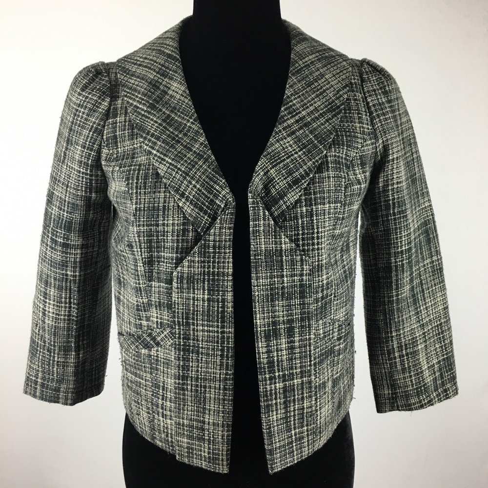 Kimchi Blue Plaid Structured Cropped Blazer Jacket