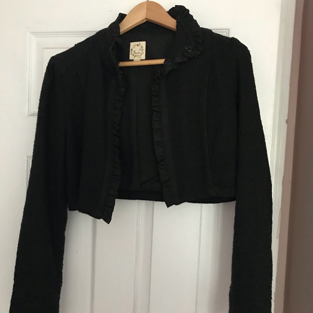 Black wool blend cropped Jacket