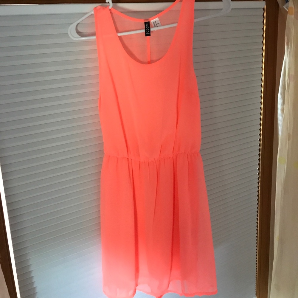 Neon orange sheer dress