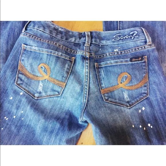 Seven7 Jeans Size 27 Distressed Denim Bootcut - Picture 1 of 5