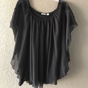 Cato black ruffle blouse