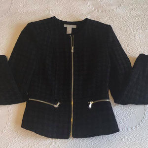 H&M Black/Gold Blazer Jacket Houndstooth Size 4/34