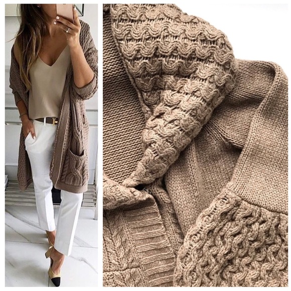 Old Navy Sweaters - Old Navy Tan Long Chunky Sweater