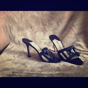 Manolo Blahnik Black Cage Mule. Size 38.5