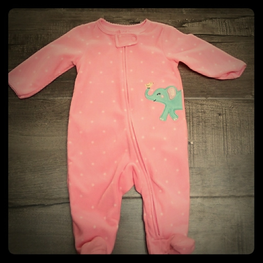 Fleece footie sleeper with zipper. 3 month