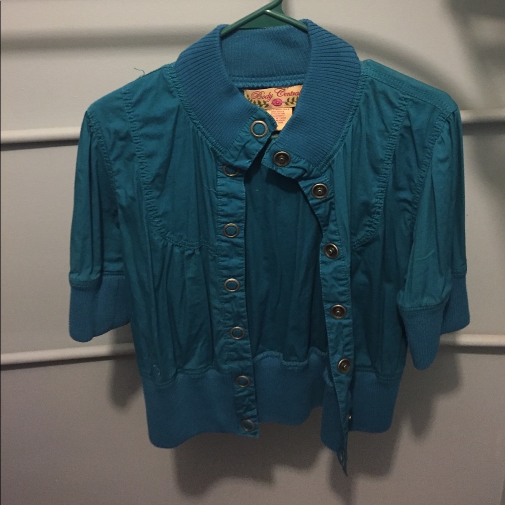Body Central Teal Short Sleeve Jacket