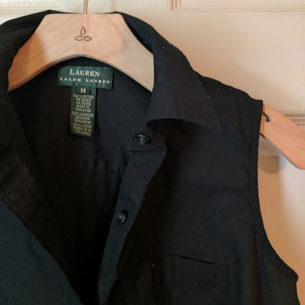 Ralph Lauren Black Sleeveless Button Down Size M
