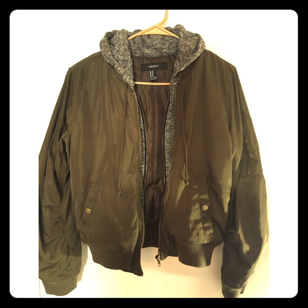 Forever 21 Hooded Bomber Jacket
