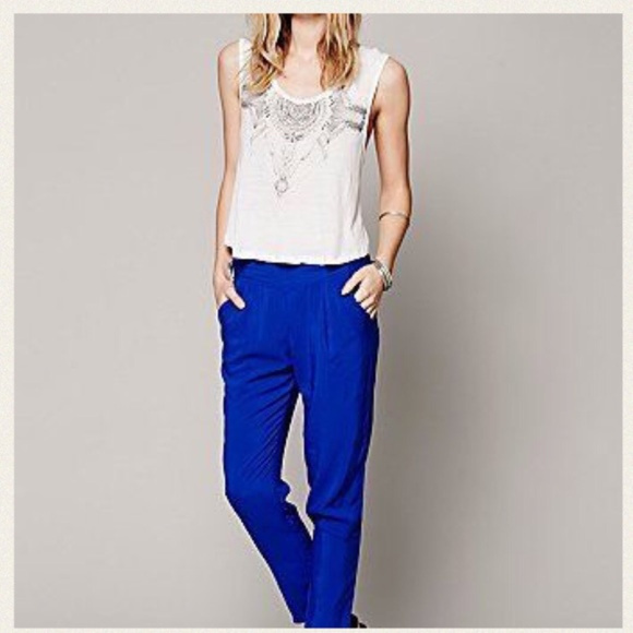 Free People Pants - Free People Royal Blue Easy Pleat Pants